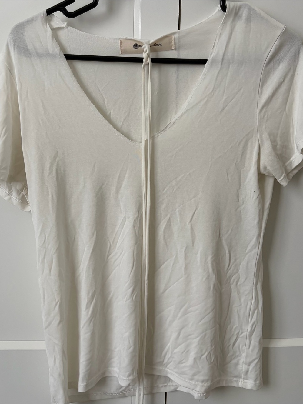 Impeccable Pig ~ White V-Neck Soft Women's Top